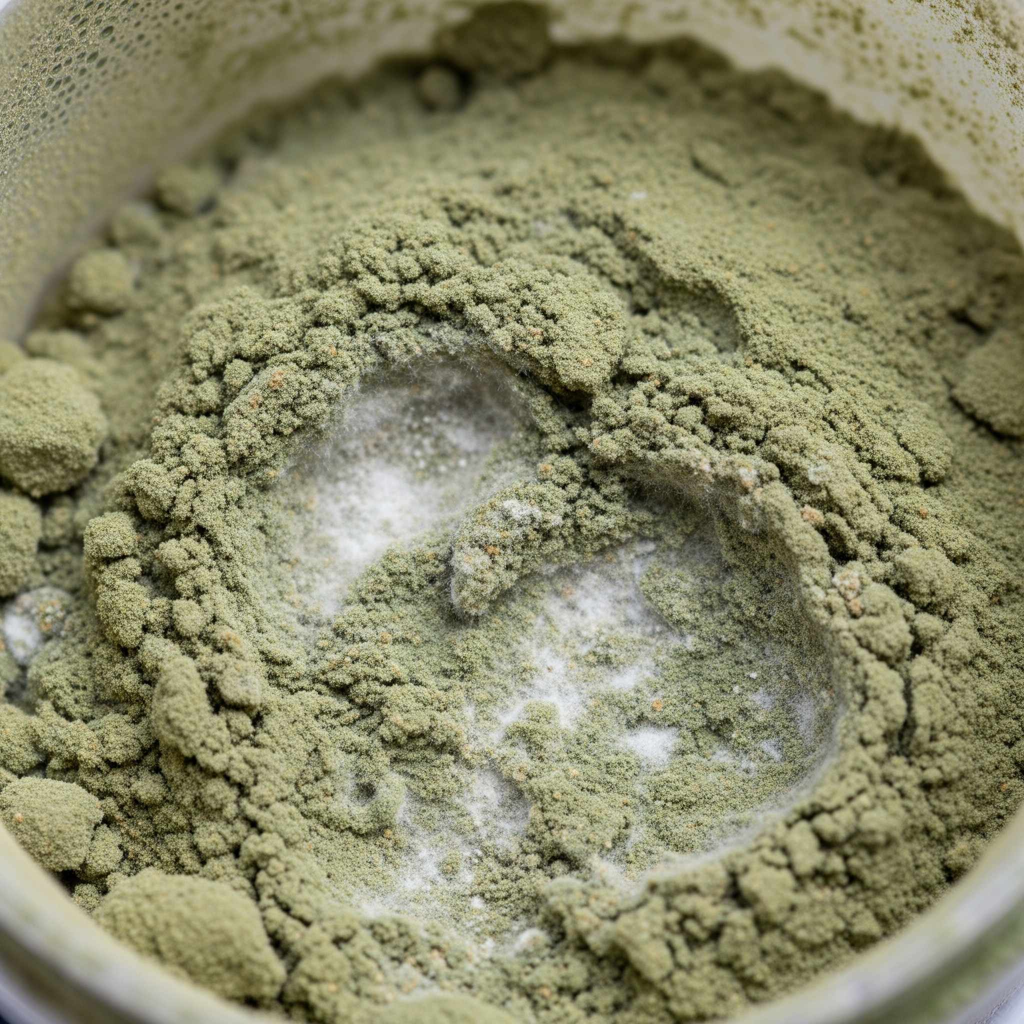 Nebezpečí plísně pro kratom Detailní pohled na plesnivý kratom kvůli vlhkosti